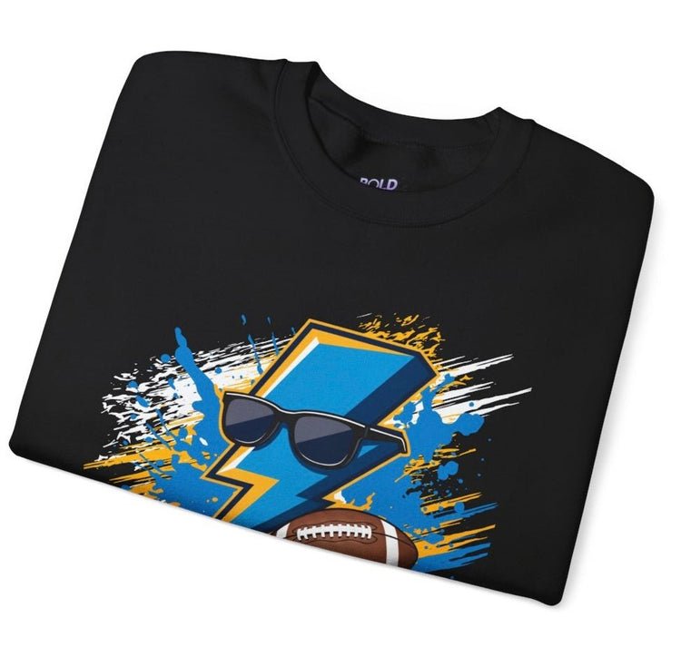 Chargers Football Lightning Bolt Design Los Angeles Crewneck Sweatshirt - Bold Printed Tees