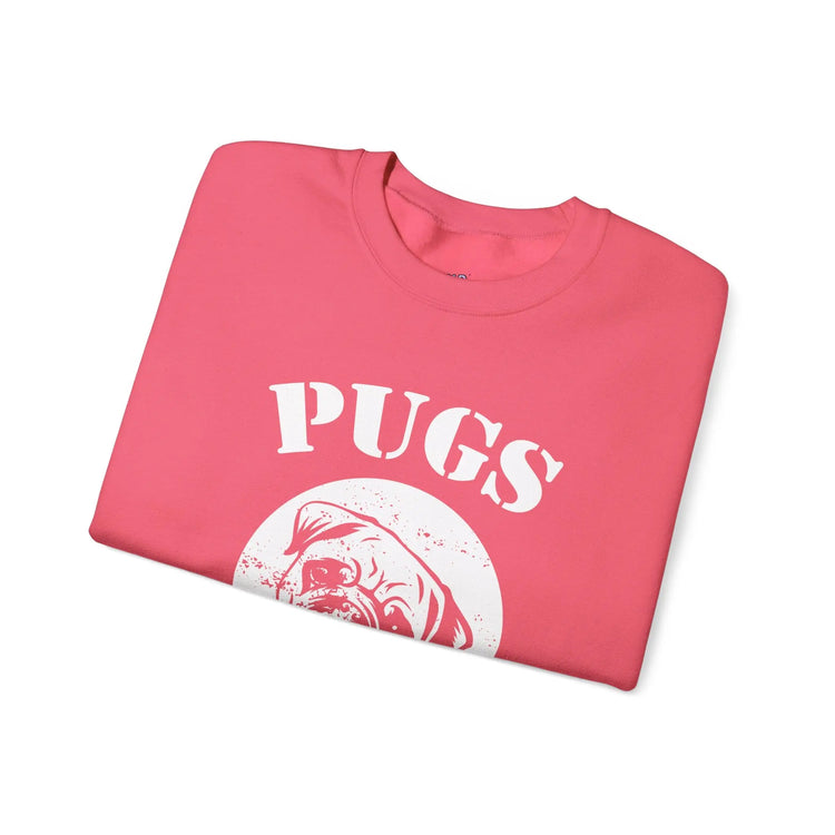 Pugs Not Drugs Sweatshirt Funny Dog Lover Crewneck, Cute Pug Graphic Pullover, Unisex Heavy Blend Sweater - Bold Printed Tees