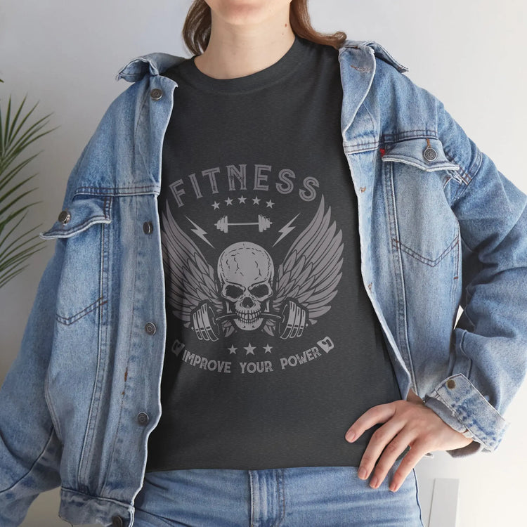 Fitness Improve Your Power Skull Wing T Shirt Gym Workout Tee - Bold Printed Tees