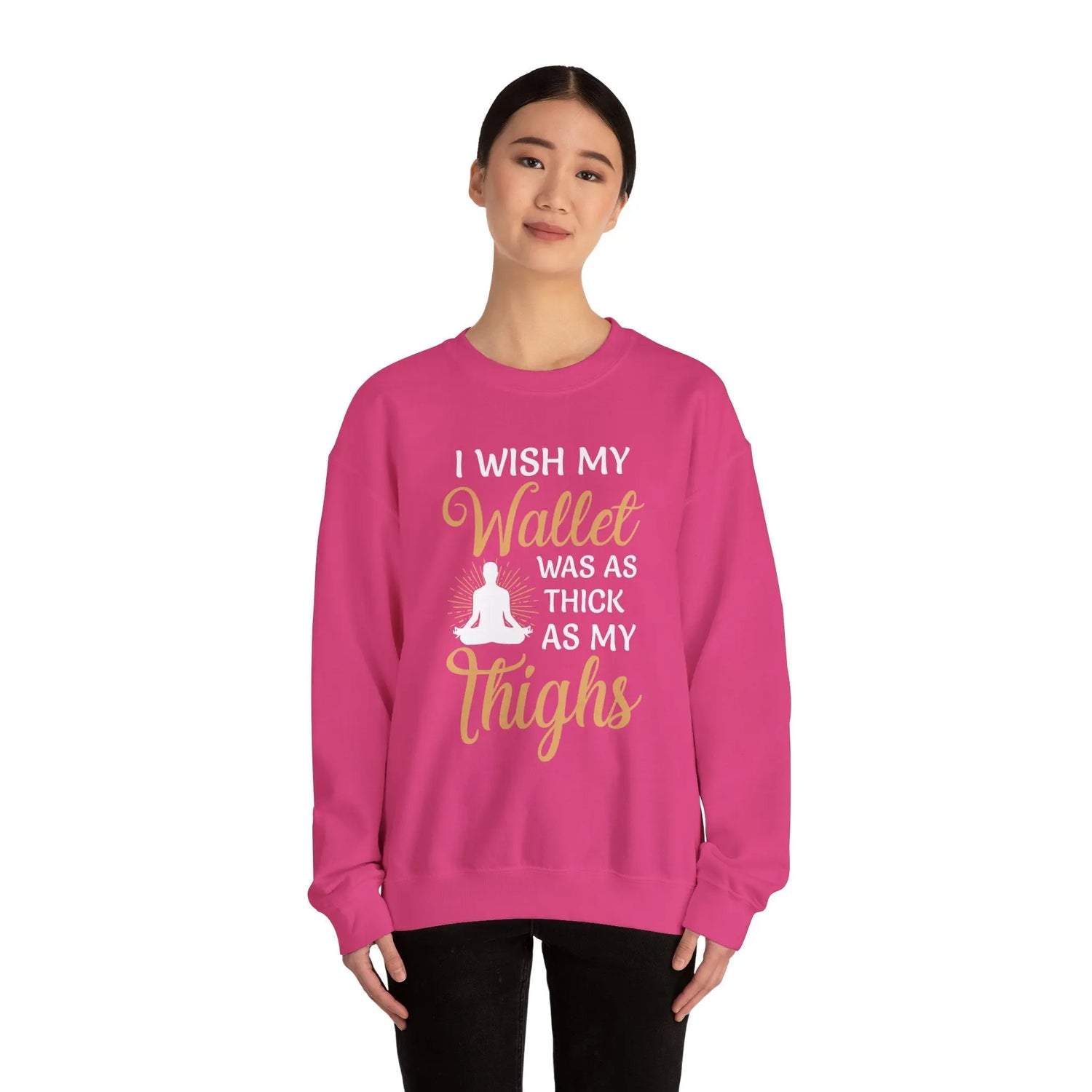 Funny Thick Thighs Wallet Sweatshirt Cozy Unisex Crewneck, Humor Gift for Women & Friends - Bold Printed Tees