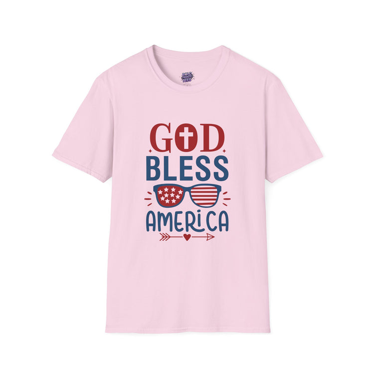 God Bless America T-Shirt — Patriotic Christian Tee with Cross & Flag Graphics - Bold Printed Tees