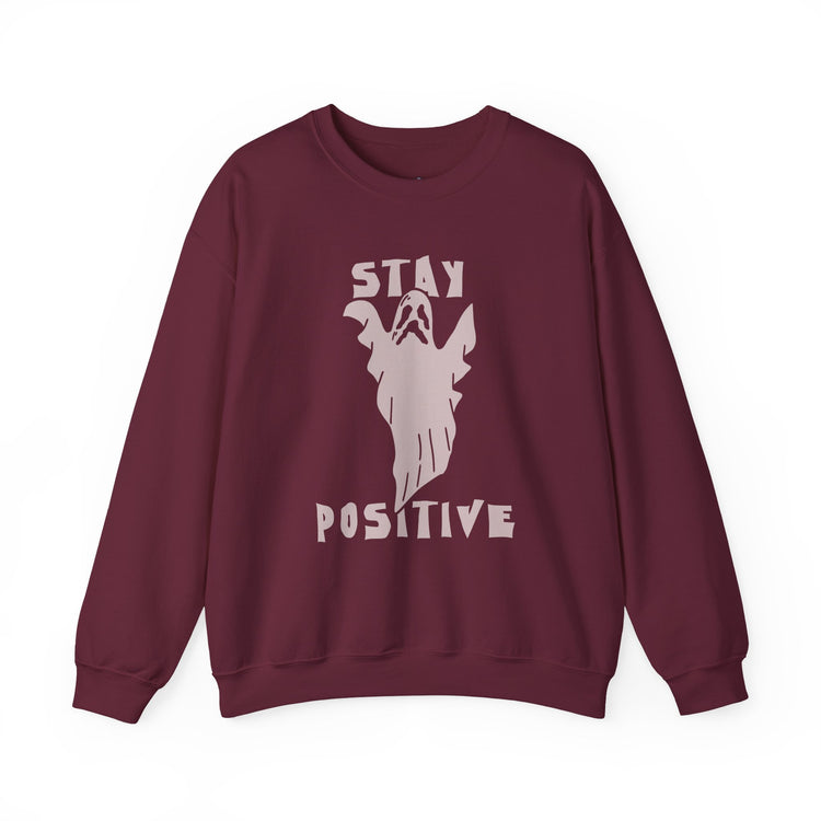 Stay Positive Halloween Crewneck Sweatshirt Unisex Relaxed Fit Motivational - Bold Printed Tees