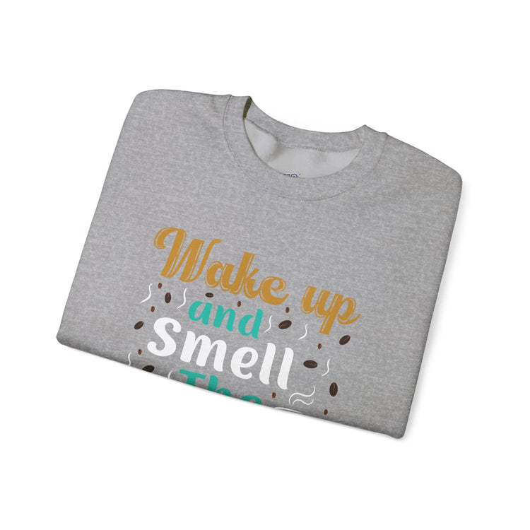 Wake Up and Smell the Coffee Crewneck Sweatshirt | Cozy Coffee Lovers Apparel - Bold Printed Tees