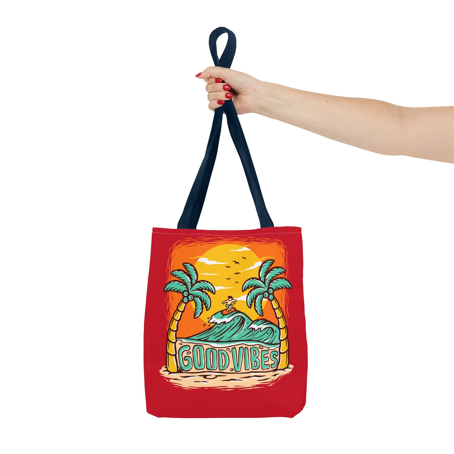 Good Vibes Beach Palm Tree Tote Bag - Bold Printed Tees