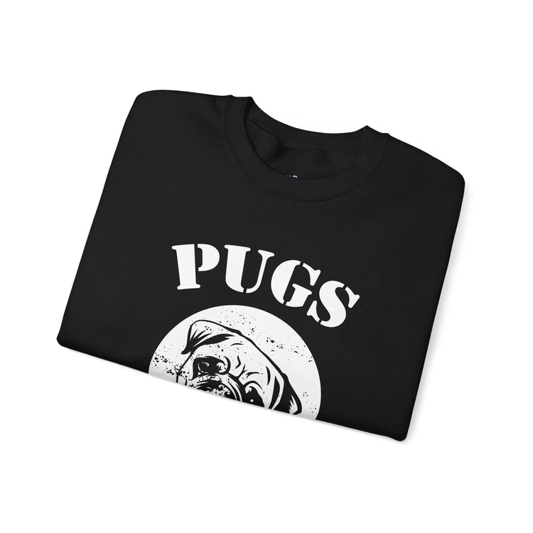 Pugs Not Drugs Sweatshirt Funny Dog Lover Crewneck, Cute Pug Graphic Pullover, Unisex Heavy Blend Sweater - Bold Printed Tees
