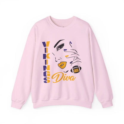 Vikings Diva Crewneck Sweatshirt – Football Game Day Attire - Bold Printed Tees