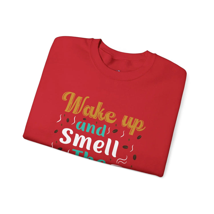 Wake Up and Smell the Coffee Crewneck Sweatshirt | Cozy Coffee Lovers Apparel - Bold Printed Tees