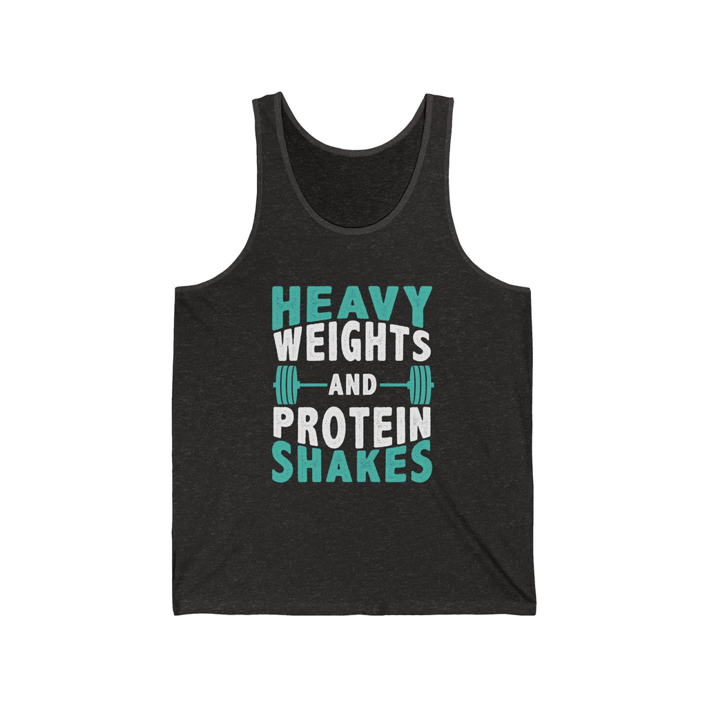 Heavy Weights And Protein Shakes Gym Fitness Unisex Jersey Tank