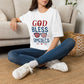 God Bless America T-Shirt — Patriotic Christian Tee with Cross & Flag Graphics - Bold Printed Tees