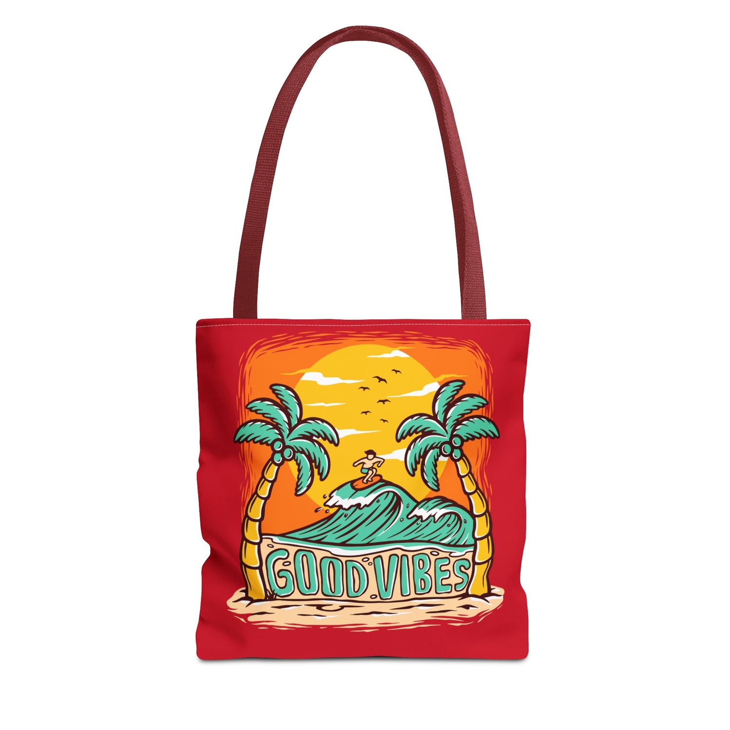 Good Vibes Beach Palm Tree Tote Bag - Bold Printed Tees