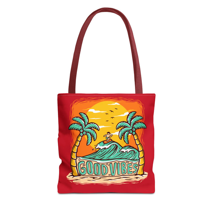 Good Vibes Beach Palm Tree Tote Bag - Bold Printed Tees