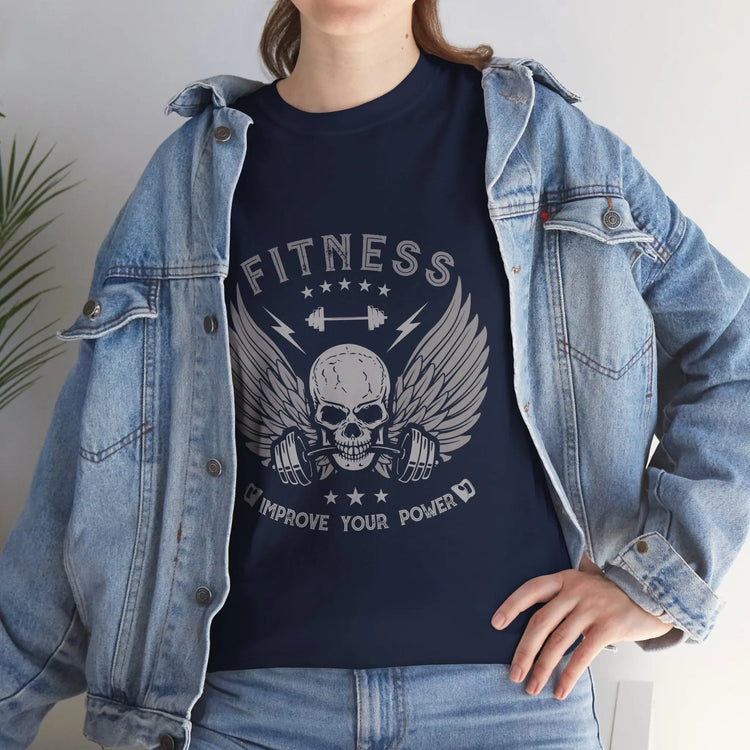 Fitness Improve Your Power Skull Wing T Shirt Gym Workout Tee - Bold Printed Tees