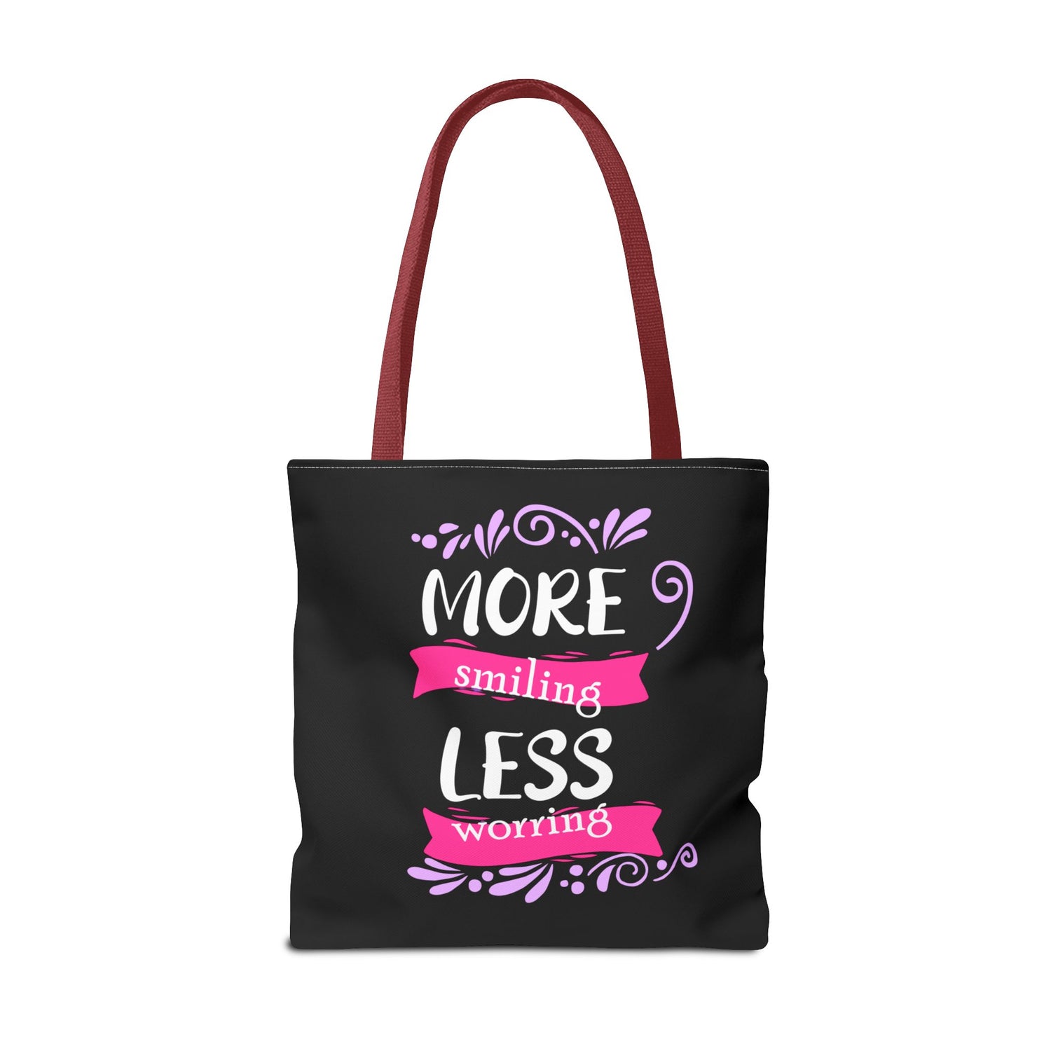 More Smiling Less Worrying Tote Bag - Bold Printed Tees