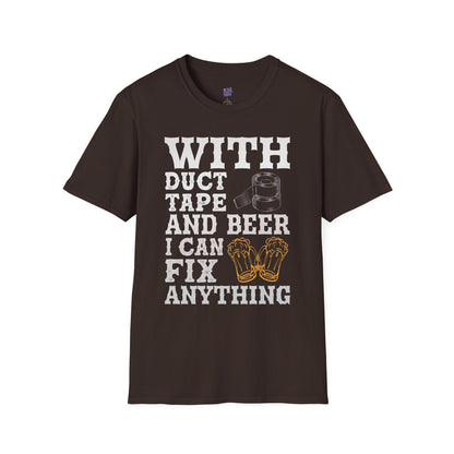 Funny Duct Tape & Beer T-Shirt – DIY Lover Gift, Home Improvement Humor Tee, Fix Anything Graphic Shirt