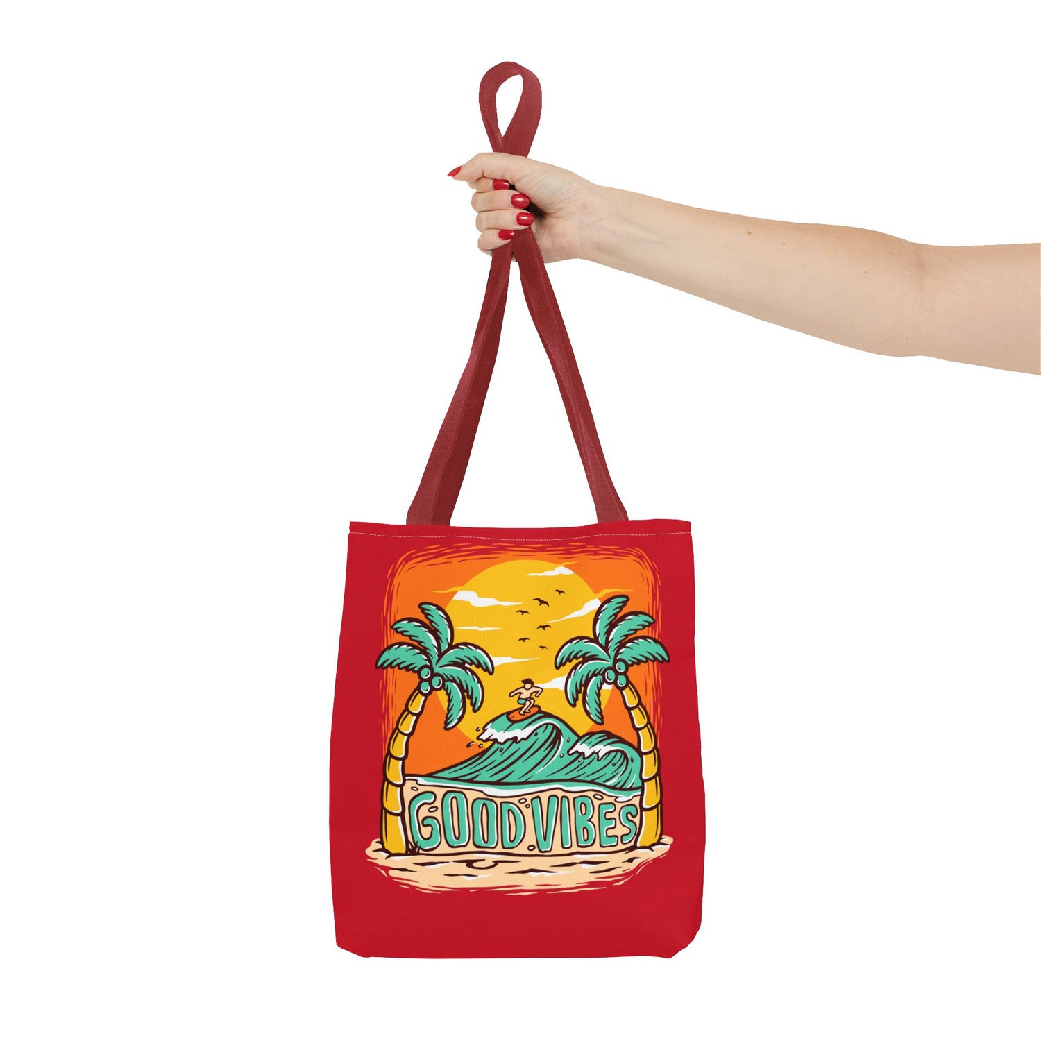 Good Vibes Beach Palm Tree Tote Bag - Bold Printed Tees
