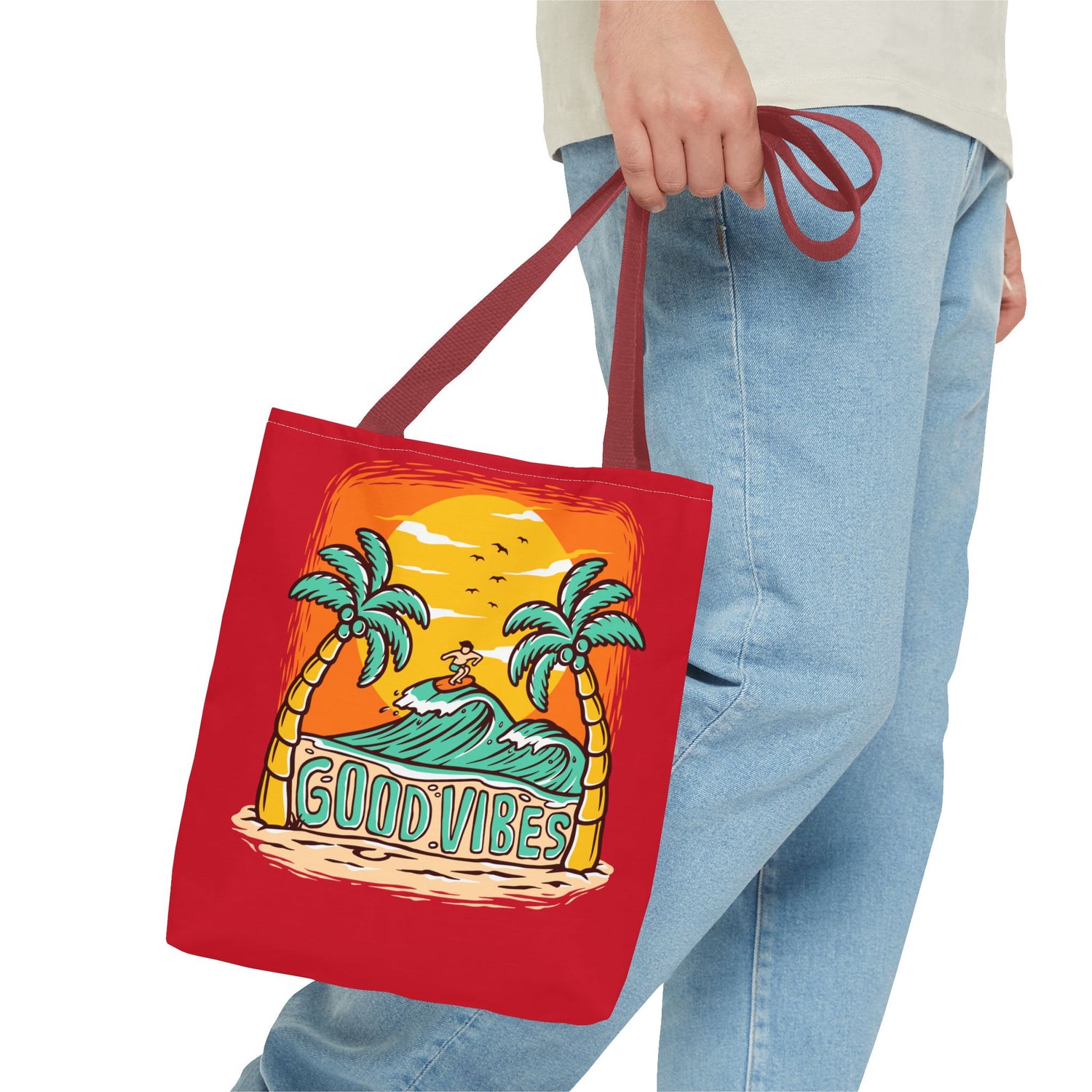 Good Vibes Beach Palm Tree Tote Bag - Bold Printed Tees