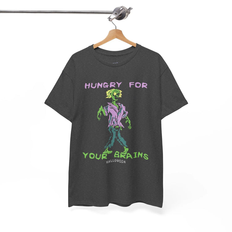 Hungry For Your Brains – Funny Zombie Halloween Shirt for Spooky Season - Bold Printed Tees
