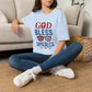 God Bless America T-Shirt — Patriotic Christian Tee with Cross & Flag Graphics - Bold Printed Tees