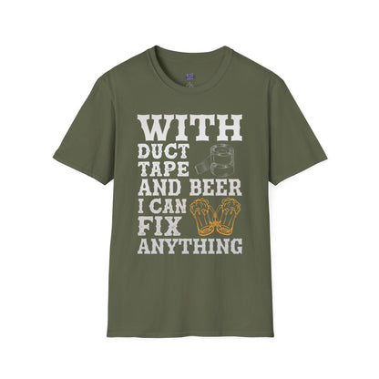 Funny Duct Tape & Beer T-Shirt – DIY Lover Gift, Home Improvement Humor Tee, Fix Anything Graphic Shirt