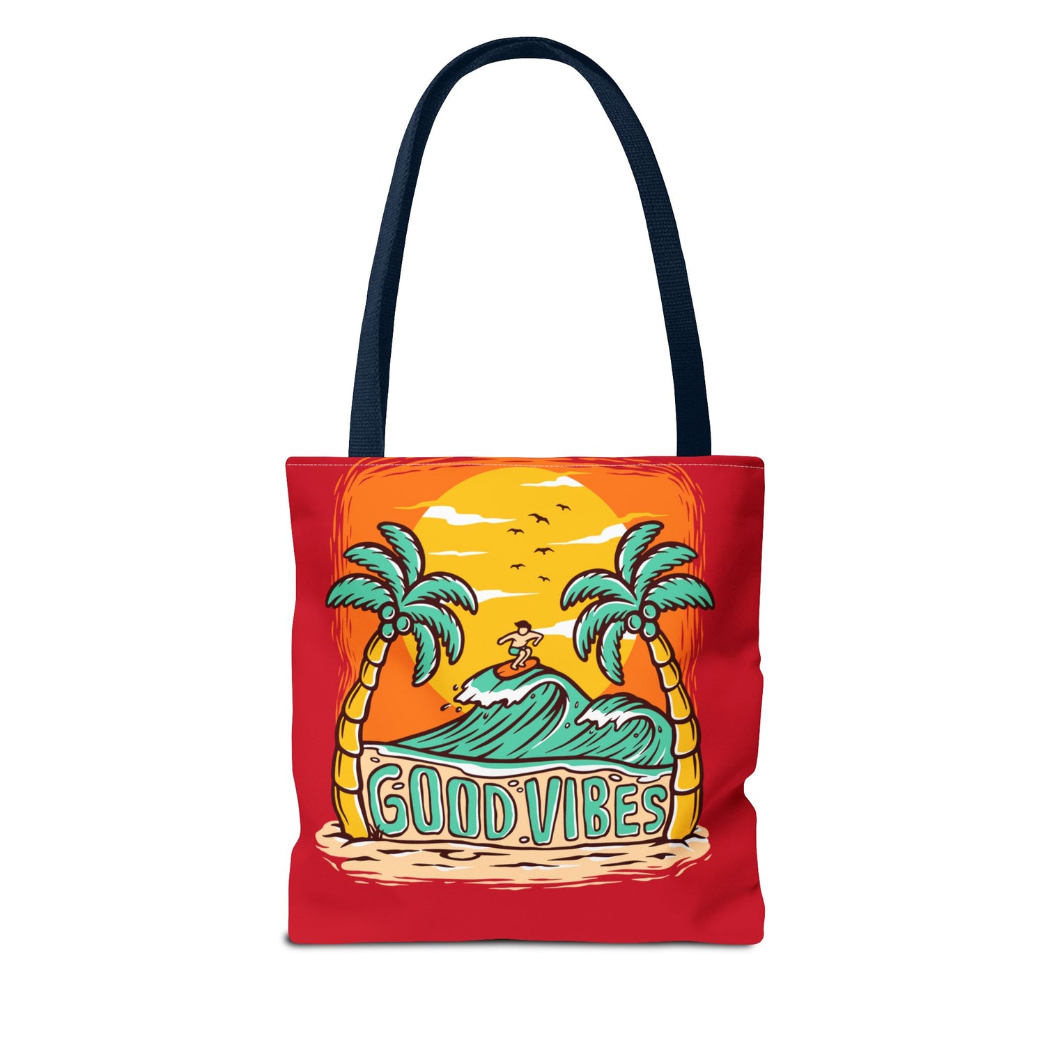 Good Vibes Beach Palm Tree Tote Bag - Bold Printed Tees