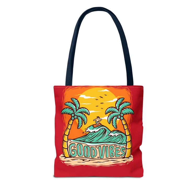 Good Vibes Beach Palm Tree Tote Bag - Bold Printed Tees