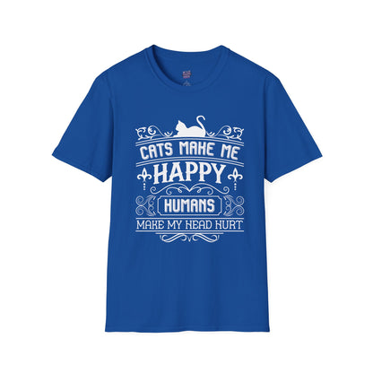 Cats Make Me Happy T-Shirt – Funny Cat Lover Tee, Gift for Cat Owners, Humorous Unisex Graphic Shirt