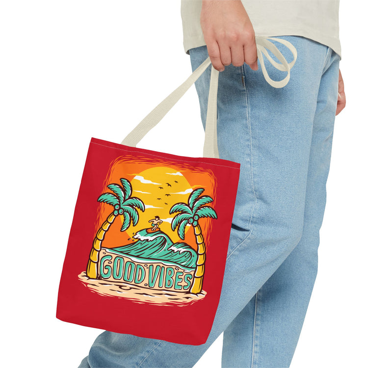 Good Vibes Beach Palm Tree Tote Bag - Bold Printed Tees