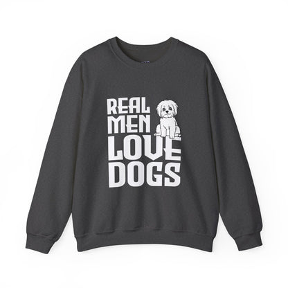 Real Men Love Dogs Crewneck Sweatshirt | Funny Cozy Dog Lover Apparel