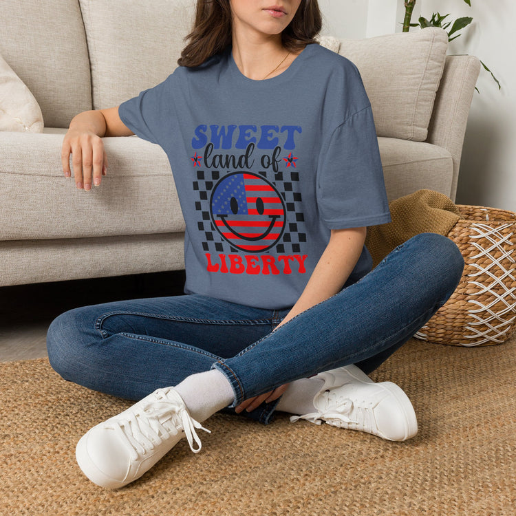 Sweet Land of Liberty T-Shirt Patriotic American Flag Graphic Tee - Bold Printed Tees