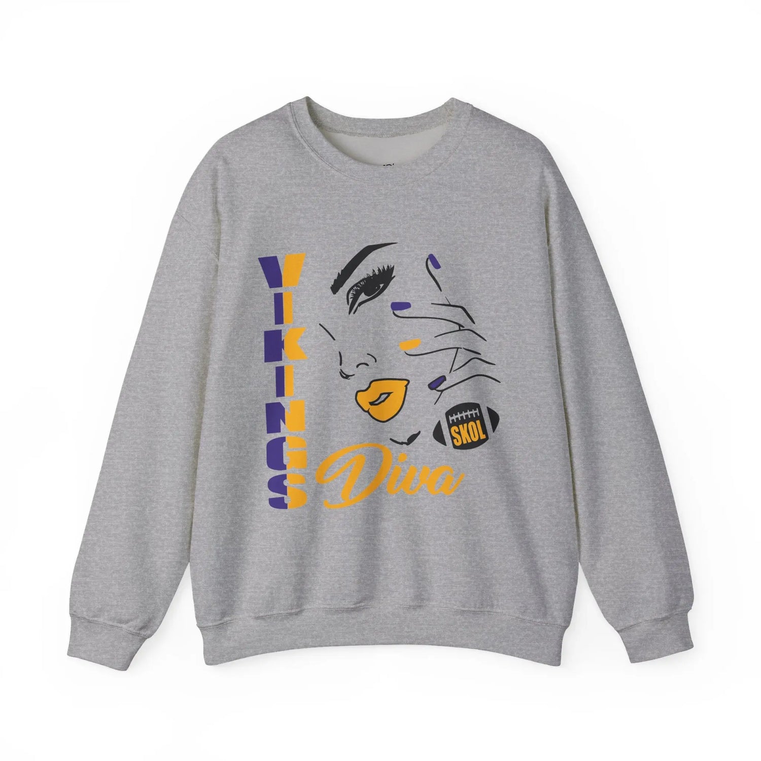 Vikings Diva Crewneck Sweatshirt – Football Game Day Attire - Bold Printed Tees