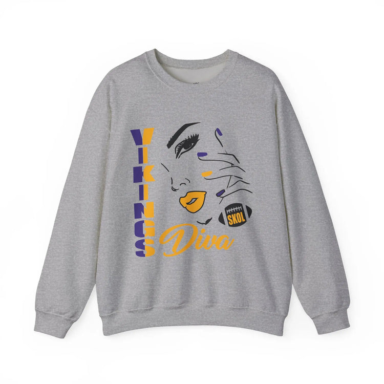 Vikings Diva Crewneck Sweatshirt – Football Game Day Attire - Bold Printed Tees