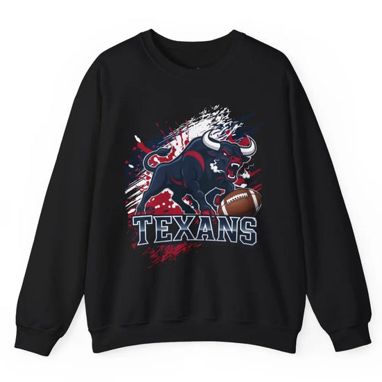 Texans Bull Houston Football Sweatshirt - Bold Printed Tees