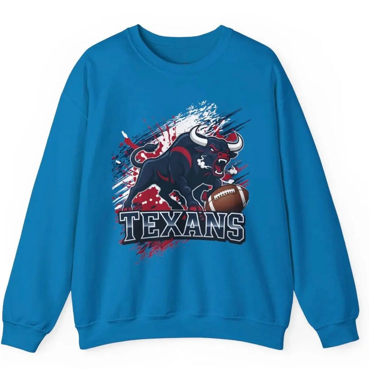 Texans Bull Houston Football Sweatshirt - Bold Printed Tees