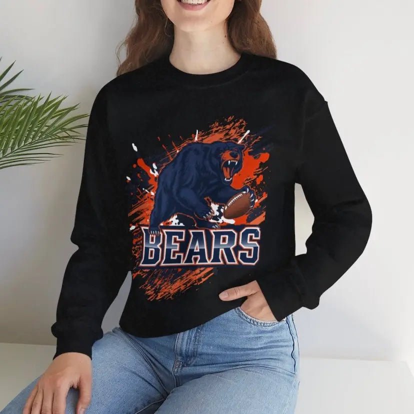 Bears Graphic Football Chicago Crewneck Sports Sweatshirt - Bold Printed Tees