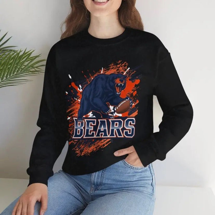 Bears Graphic Football Chicago Crewneck Sports Sweatshirt - Bold Printed Tees