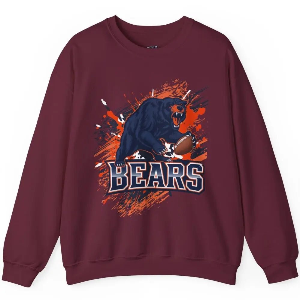 Bears Graphic Football Chicago Crewneck Sports Sweatshirt - Bold Printed Tees