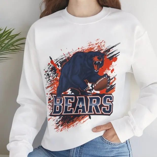 Bears Graphic Football Chicago Crewneck Sports Sweatshirt - Bold Printed Tees
