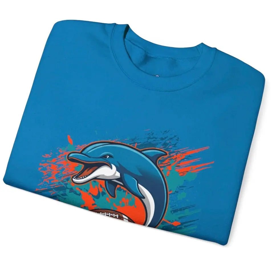 Bold Dolphin Miami Football Crewneck Sweatshirt - Bold Printed Tees