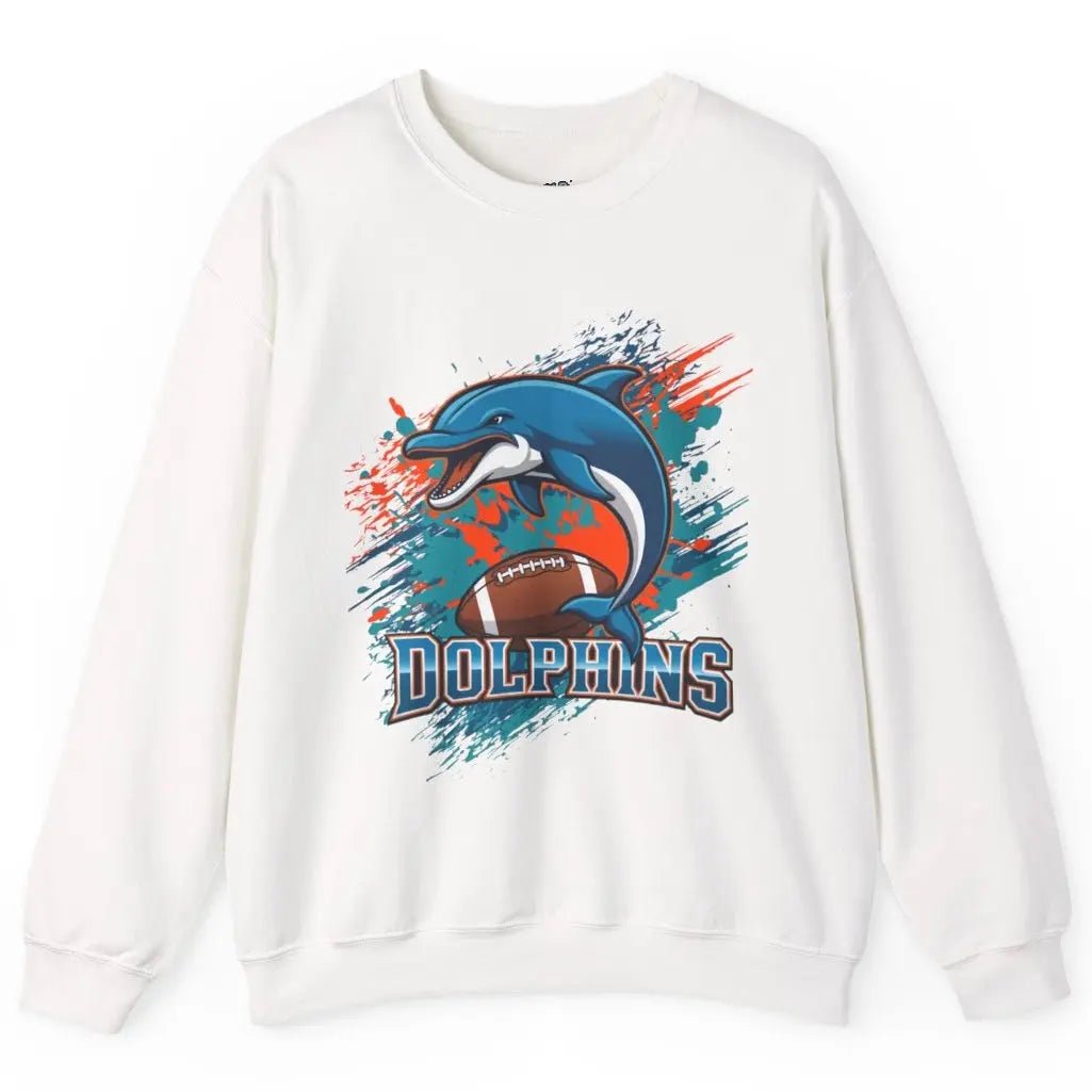 Bold Dolphin Miami Football Crewneck Sweatshirt - Bold Printed Tees