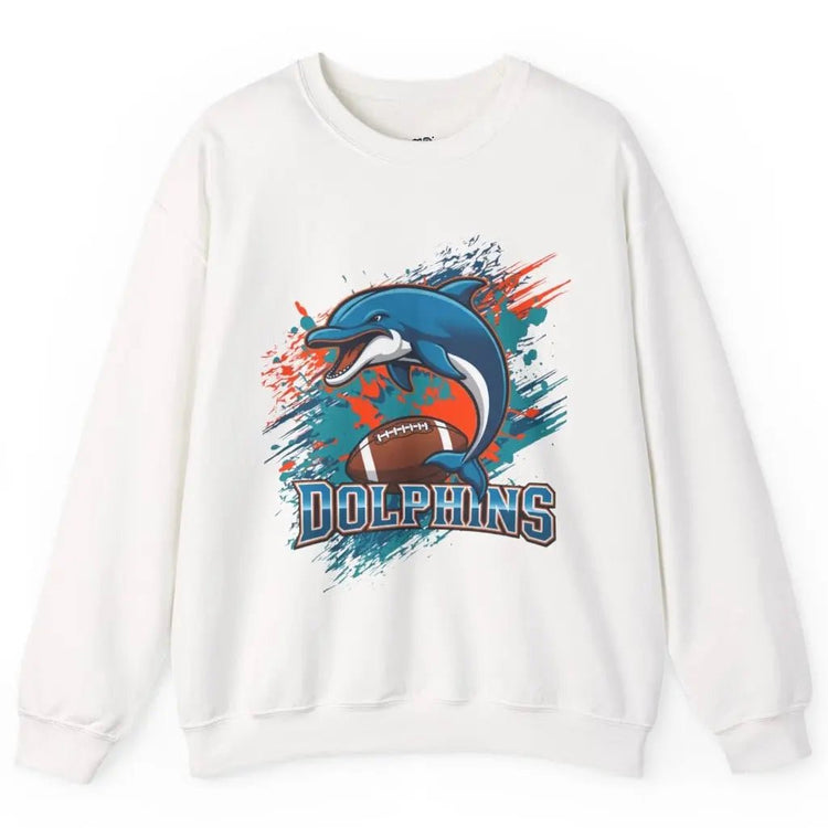 Bold Dolphin Miami Football Crewneck Sweatshirt - Bold Printed Tees