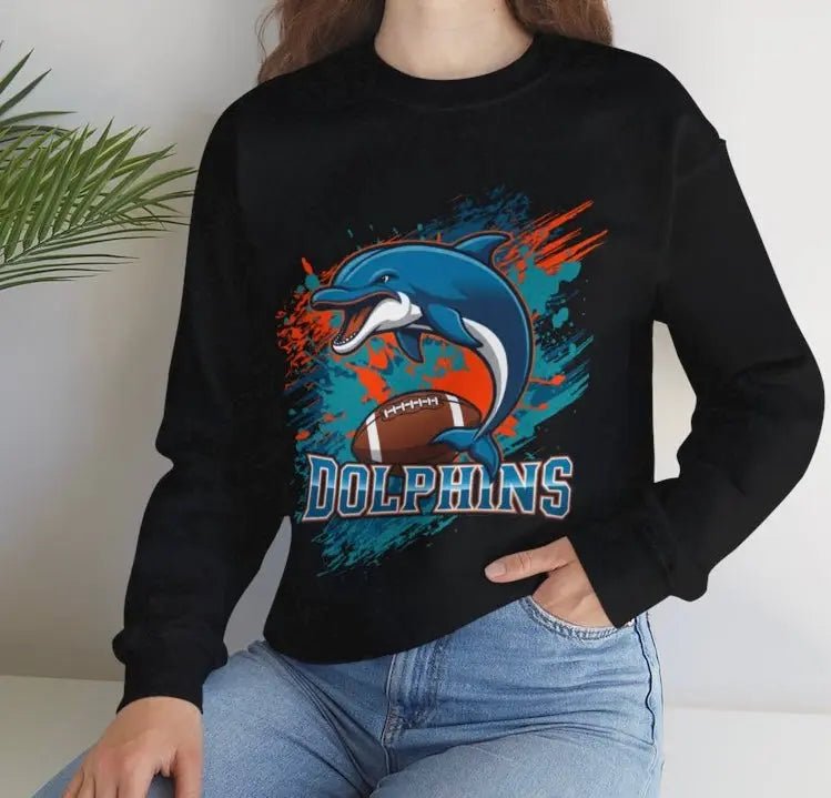 Bold Dolphin Miami Football Crewneck Sweatshirt - Bold Printed Tees