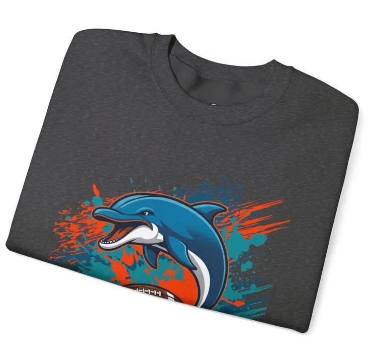 Bold Dolphin Miami Football Crewneck Sweatshirt - Bold Printed Tees