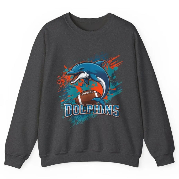 Bold Dolphin Miami Football Crewneck Sweatshirt - Bold Printed Tees