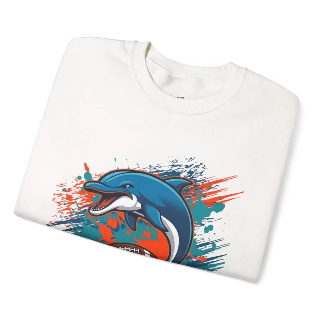 Bold Dolphin Miami Football Crewneck Sweatshirt - Bold Printed Tees