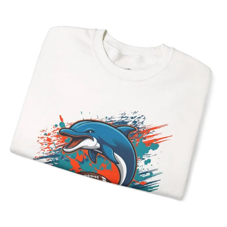 Bold Dolphin Miami Football Crewneck Sweatshirt - Bold Printed Tees