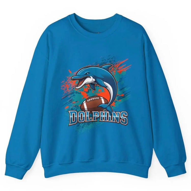Bold Dolphin Miami Football Crewneck Sweatshirt - Bold Printed Tees
