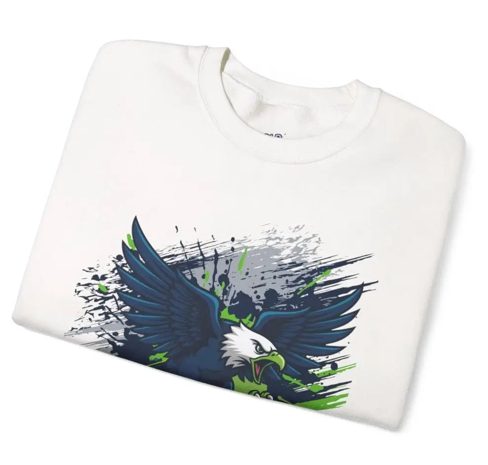 Fierce Hawk Seattle Football Seahawks Crewneck Sweatshirt - Bold Printed Tees