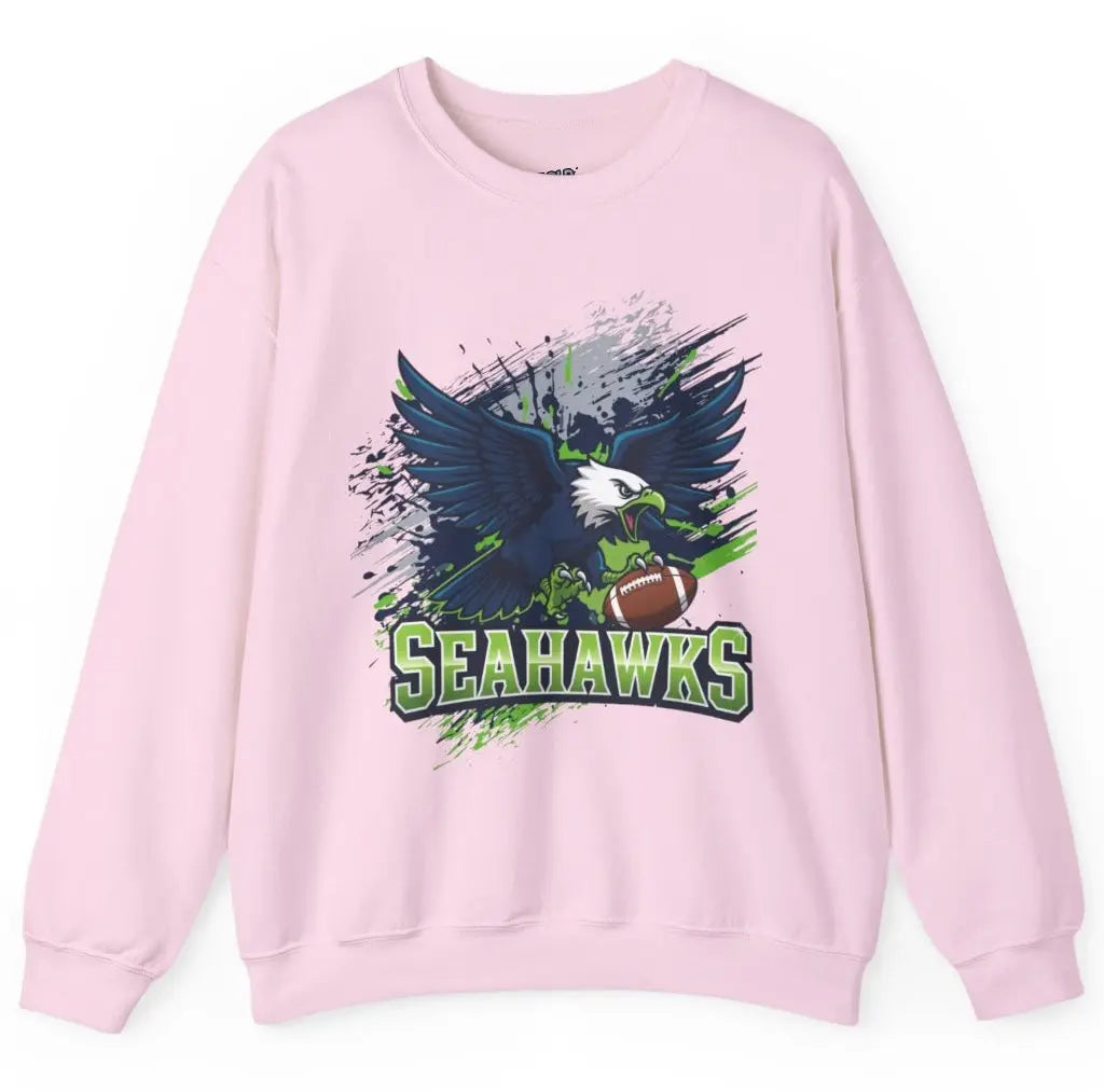 Fierce Hawk Seattle Football Seahawks Crewneck Sweatshirt - Bold Printed Tees