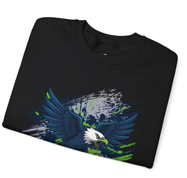 Fierce Hawk Seattle Football Seahawks Crewneck Sweatshirt - Bold Printed Tees