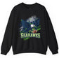 Fierce Hawk Seattle Football Seahawks Crewneck Sweatshirt - Bold Printed Tees